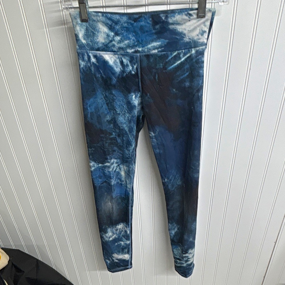 Old Navy Active Go-Dry Blue Tie Dye Ankle Leggings Pull On Stretch L 10-12